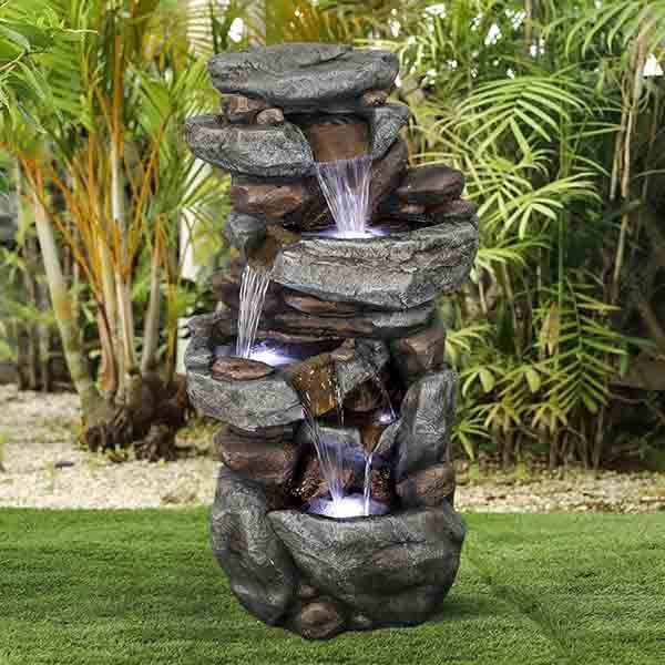 Đài phun nước tiểu cảnh handmade dạng bát đá