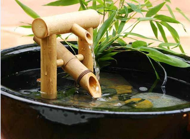Tiểu cảnh đài phun nước tre phong cách Nhật Bản
