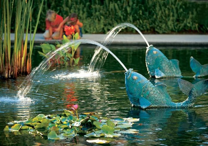Đài phun nước hồ cá kết hợp tiểu cảnh
