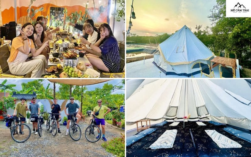 Khu vực ăn uống ngoài trời cho khách camping tại Say Camp Forest Cần Giữ