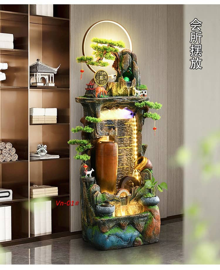 Tiểu cảnh thác nước kết hợp hồ cá mini trong nhà
