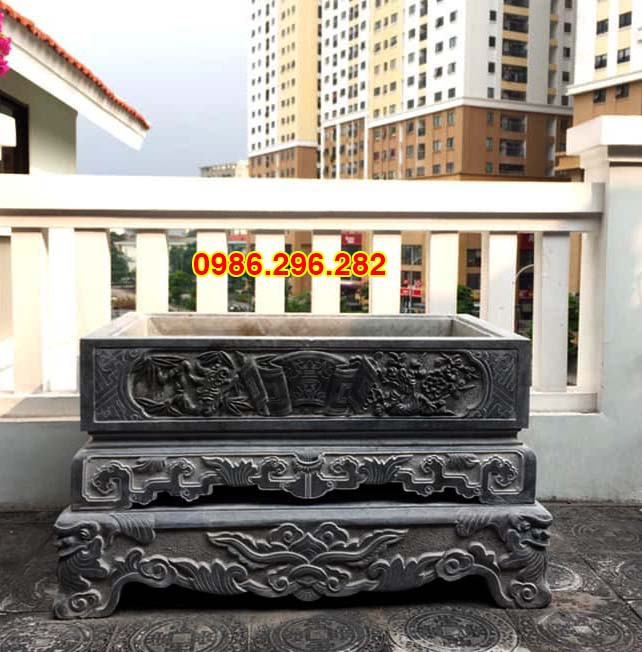 Mẫu chậu đá trồng cây cảnh dáng tròn đơn giản