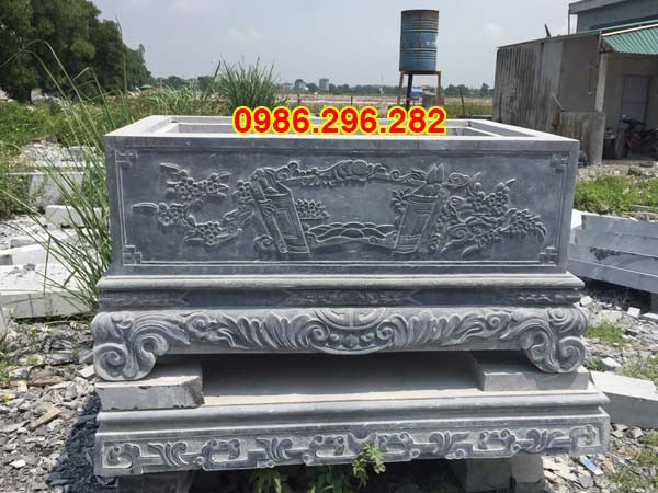 Chậu đá trồng cây hình chữ nhật nguyên khối